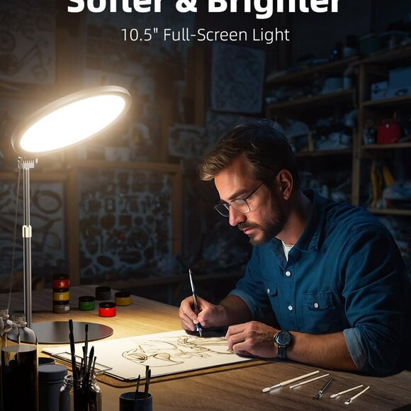 10.5" Ring Light with Stand, Full-Screen Selfie Ring Light for Desk with Phone H - Picture 3 of 9